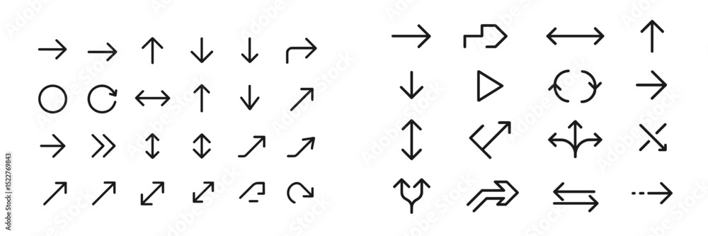 Poster Various directional arrows and symbols designed for navigation and guidance in logistics or graphic design contexts