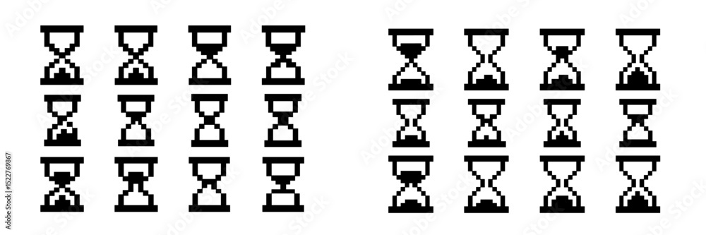 Aufkleber Pixelated hourglass symbols displayed in a repetitive pattern on a digital canvas create an intriguing visual representation of time