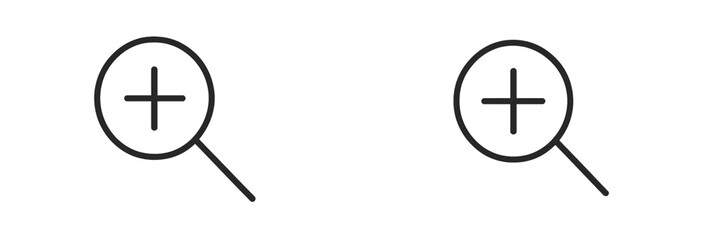 Obraz premium Simple magnifying glass icons in black and white for search functionality in digital applications