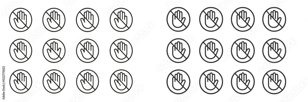 Aufkleber Multiple hand stop icons arranged in a neat grid pattern for visual clarity and communication purposes