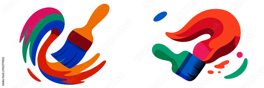 Poster creative paintbrush designs showcasing vibrant colors and artistic energy in a modern style suitable