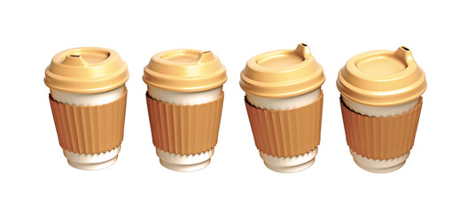 Disposable Coffee Cup 3d render illustration icon