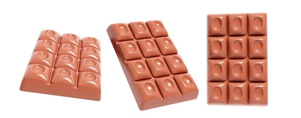 Milk Chocolate Bar 3d render illustration icon