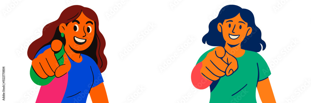 Poster Engaging characters illustrating a friendly interaction in vibrant colors and styles