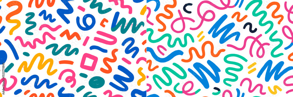 Poster Colorful abstract patterns filled with vibrant shapes and curves designed for a lively backdrop or artistic project