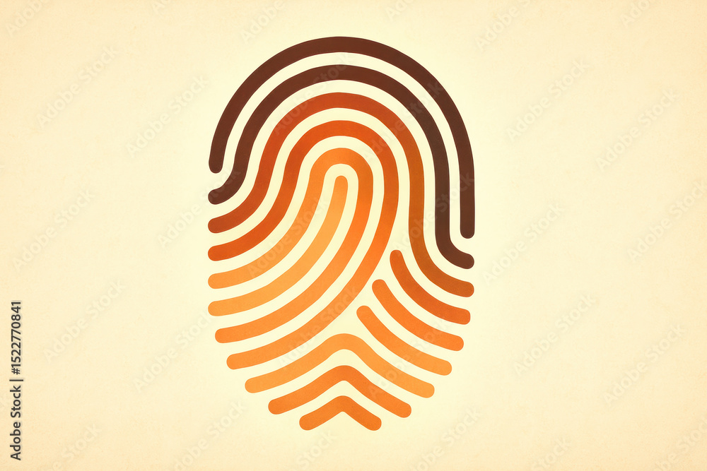 Poster a bold fingerprint composed thick rounded lines and evenly spaced gaps forms an abstract pattern sym
