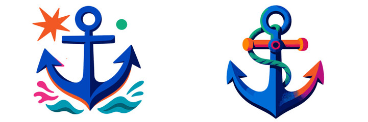 Colorful anchor designs with nautical elements showcasing creativity and marine themes