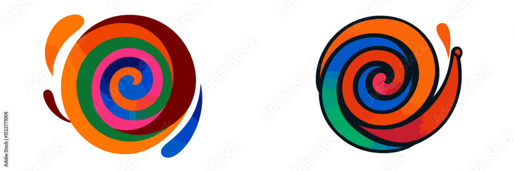 Poster Colorful spiral designs showcasing vibrant patterns and dynamic shapes in modern art style