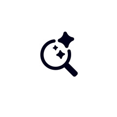 Ai icon featuring a magnifying glass with sparkles, symbolizing technology and discovery concepts.