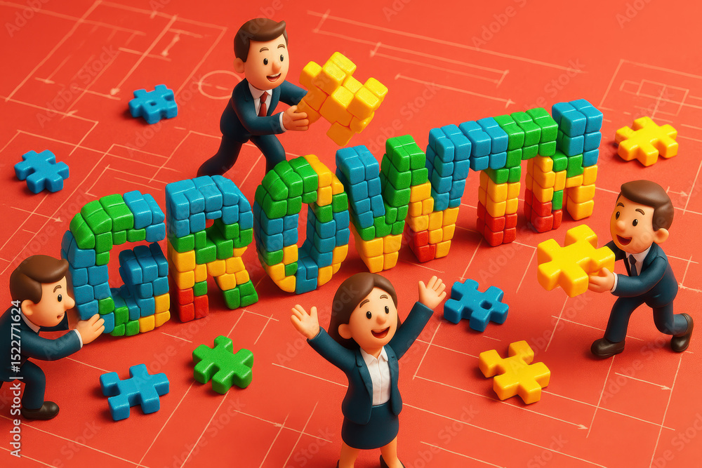 Poster this dynamic scene illustrates progress and development as business professionals collaboratively as