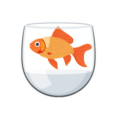 Goldfish Swimming In A Glass Bowl