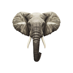 Realistic Elephant Head Front View