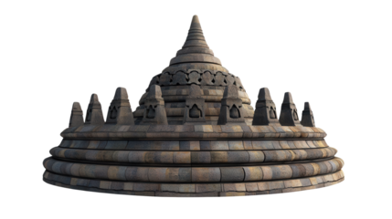 Borobudur stupa structure Transparent background, PNG file
