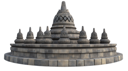 Borobudur stupa structure Transparent background, PNG file