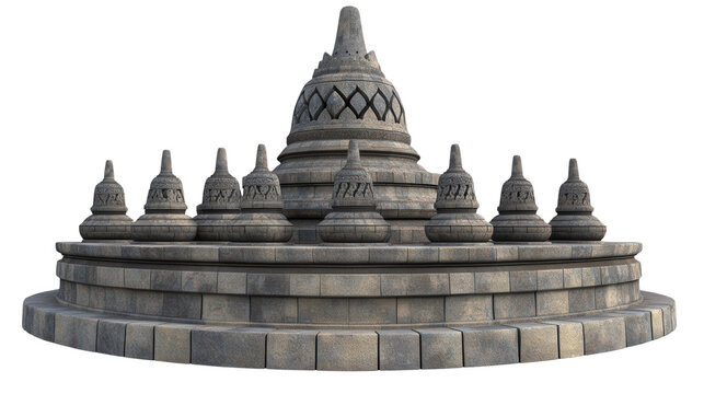 Borobudur stupa structure Transparent background, PNG file