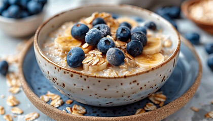 Breakfast. Muesli with fresh berries and nuts.