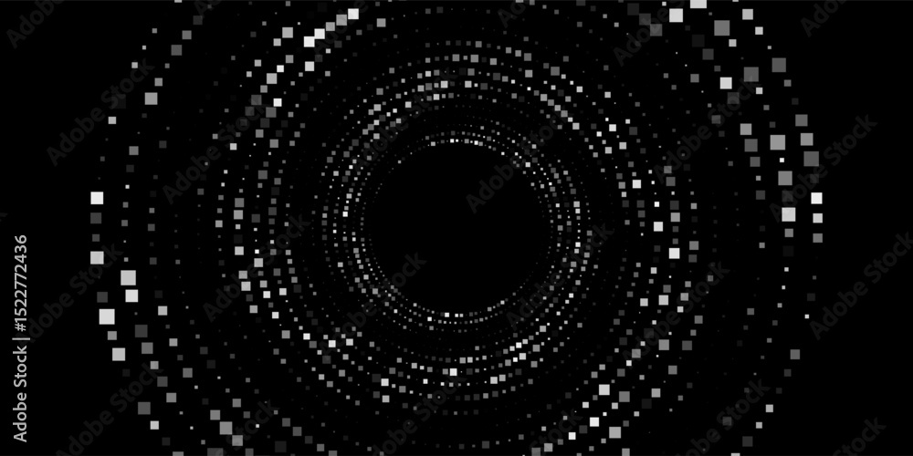 Poster modern abstract background. halftone dots in circle form. spiral logo, icon or design element. black