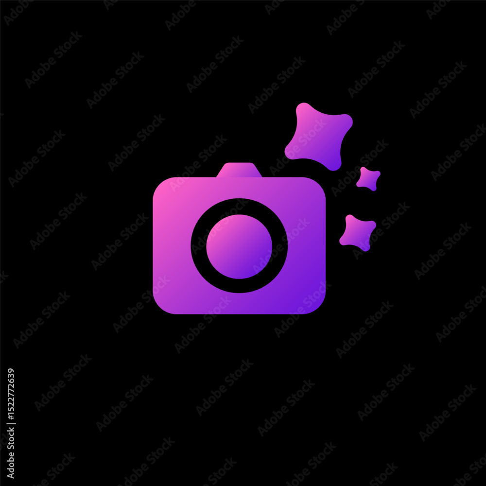 Poster ai camera icon featuring modern design with colorful elements, emphasizing a sleek appearance.