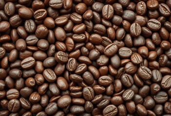 Obraz premium Rich brown seamless texture of roasted coffee beans, close-up grain detail, rich, barista