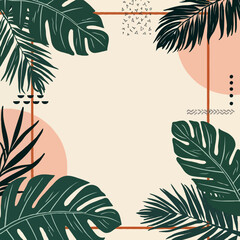 Tropical Leaves Border with Geometric Shapes