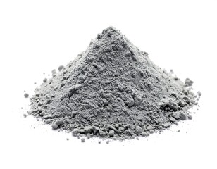 Gray powder pile on white background