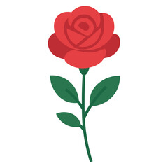 Red Rose Flower Icons – Flat Vector Illustration of Blooming Roses