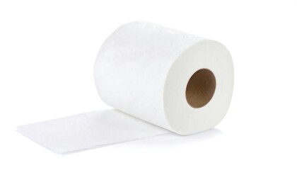 Toilet paper roll on white background.