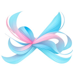 Fluid ribbons of pink and blue swirl
