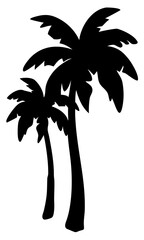 Palm tree silhouettes. black palm tree shapes isolated vector on transparent background.
