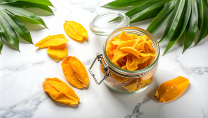 Delicious Dried Mango Slices in a Glass Jar