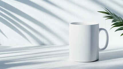 This minimalist image presents a plain white mug against a clean background, evoking simplicity and tranquility, ideal for branding and personal expression themes.