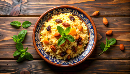 Delicious Sweet Couscous with Nuts and Dried Fruits
