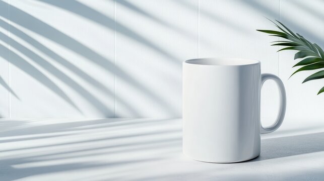 This minimalist image presents a plain white mug against a clean background, evoking simplicity and tranquility, ideal for branding and personal expression themes.
