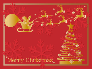 クリスマス■サンタクロースとクリスマスツリーのクリスマスカード