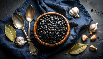 Dark Beans, Rustic Still Life Photography