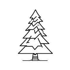 Fototapeta premium クリスマスツリーの線画イラスト｜Christmas Tree Line Art Illustration