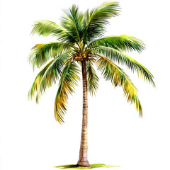 Watercolor palm tree,  illustration isolated on a transparent background, hand-drawn
