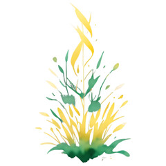 Abstract plant with leaves in yellow and green