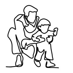 Father and son line art