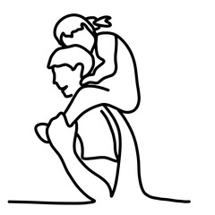 Father and daughter line art