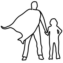 Father and daughter line art