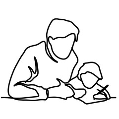 Father and son line art