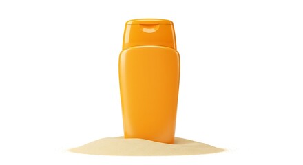 Sunscreen Bottle Isolated on White Background: Beach Sun Protection for Summer Vacation
