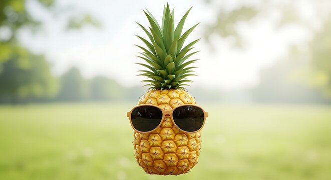 Pineapple with Sunglasses Tropical Summer Vacation Concept for Holiday Fun Outdoor