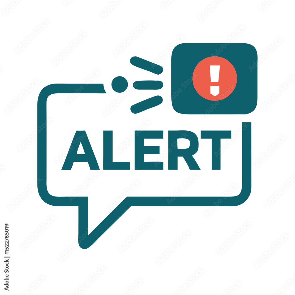 Poster alert notification icon with speech bubble and exclamation mark