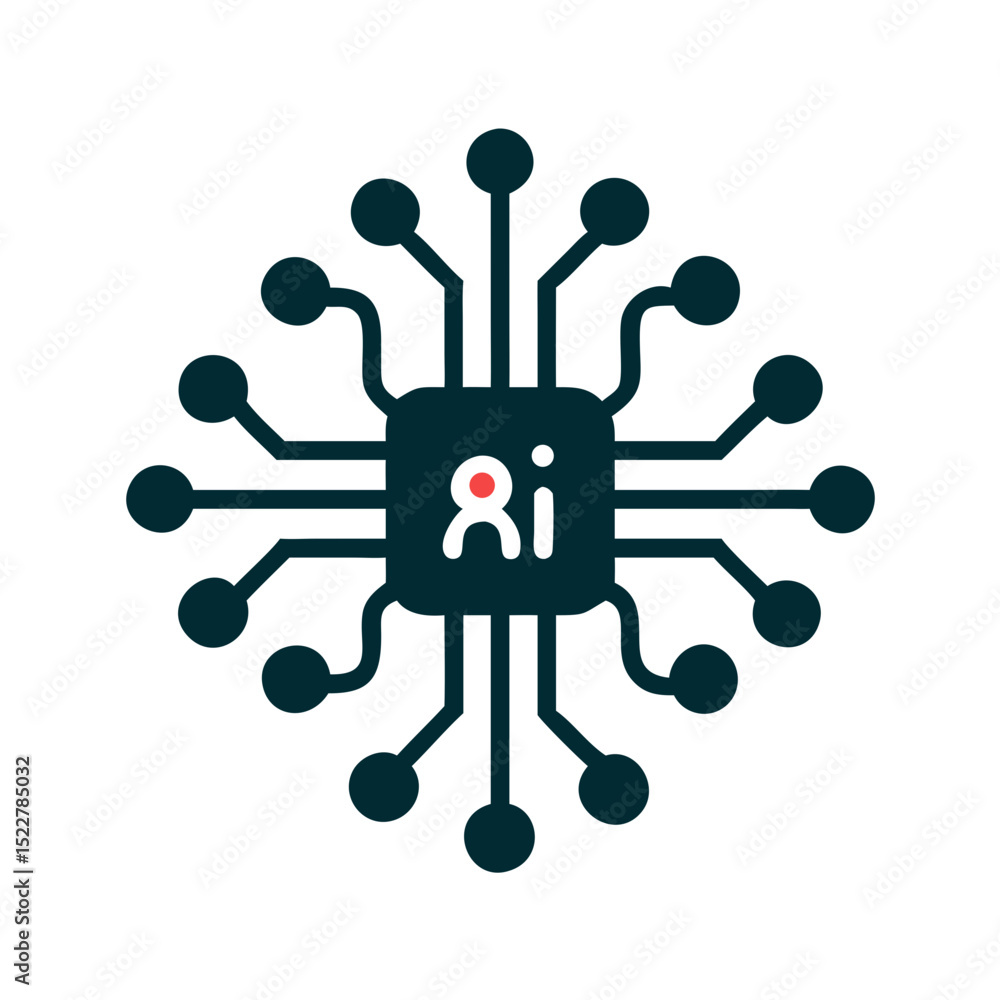 Poster abstract ai circuit design with interconnected nodes in dark colors