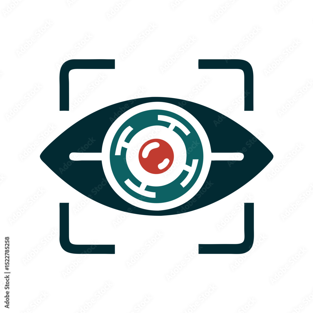 Poster eye scanner icon with circular design in modern style