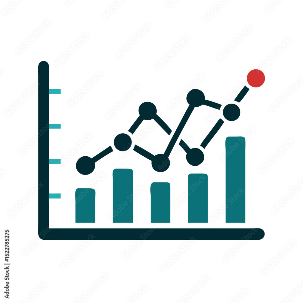 Poster data chart displaying growth trends with bar and line elements