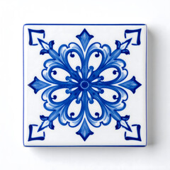 A single white tile with a classic blue floral pattern, perfect for a decorative accent or traditional design