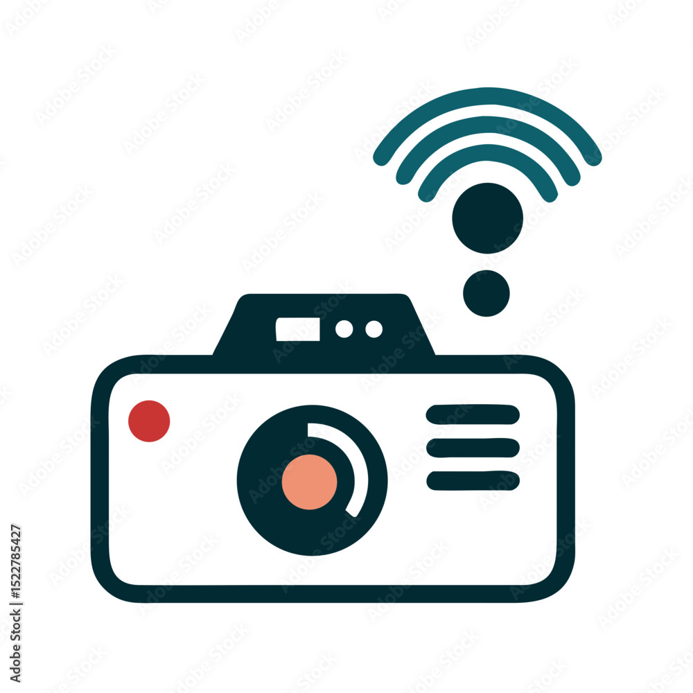 Poster smart camera icon with wireless signal representation
